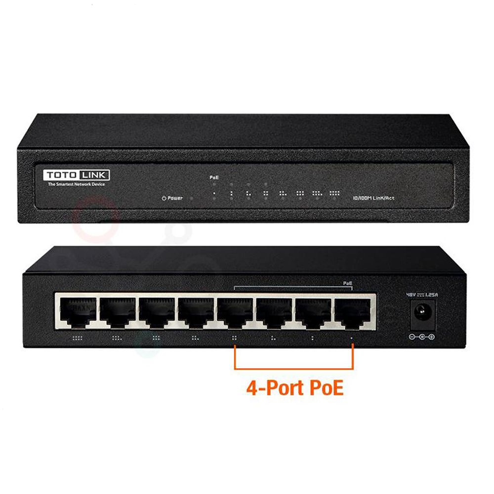TOTOLINK-SW804P 8-Port 10/100Mbps Ethernet Switch with 4-Port PoE